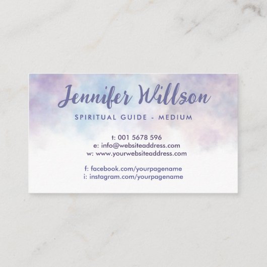 天使の翼とインフィニティシンボル – 水彩画 名刺 (裏面)