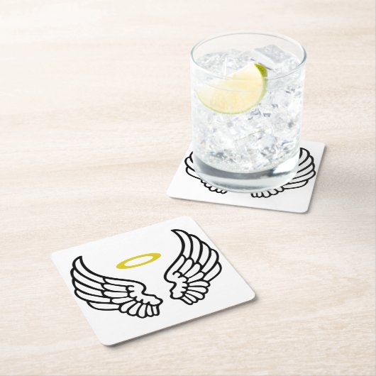 天使の翼とハロー スクエアペーパーコースター (インサイチュ)