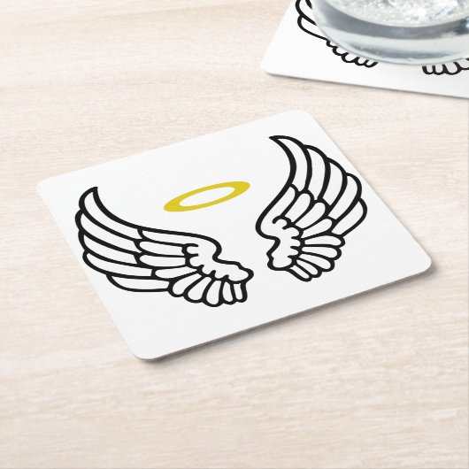 天使の翼とハロー スクエアペーパーコースター (アングル)
