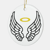 天使の翼とハロー セラミックオーナメント (左)