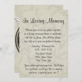天使の翼とハートの追悼 招待状 (正面/裏面)