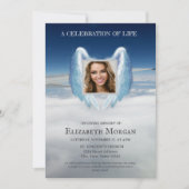 天使の翼と空の写真　人生の祝い 招待状 (正面)