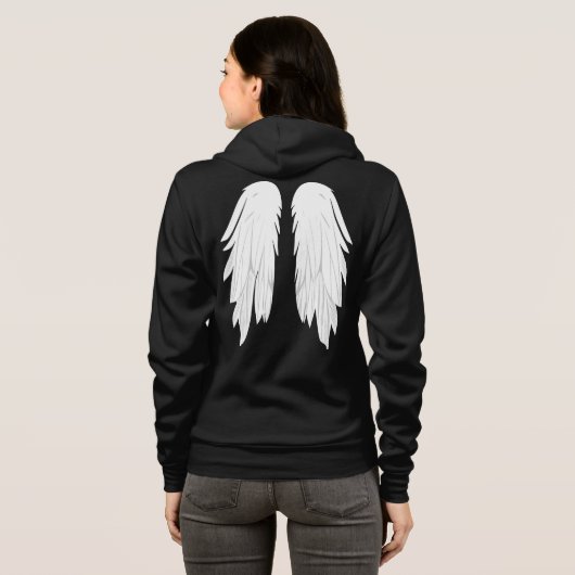 天使の翼と黒いよくはしゃぐ背中のフレーズ パーカ (裏面フル)