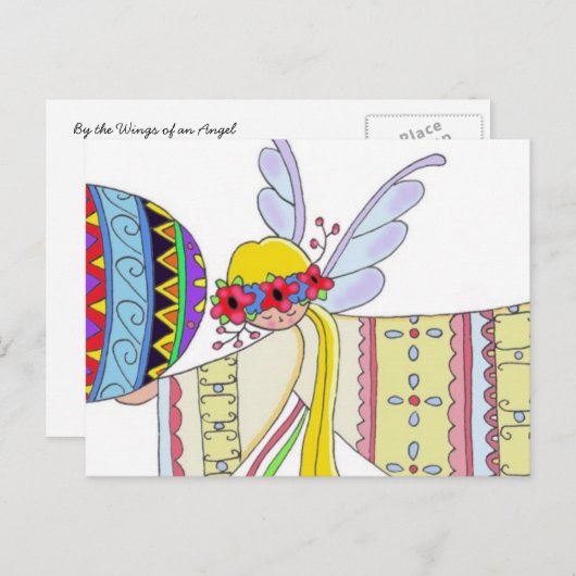 天使の翼によって ウクライナ民俗芸術 ポストカード (正面/裏面)