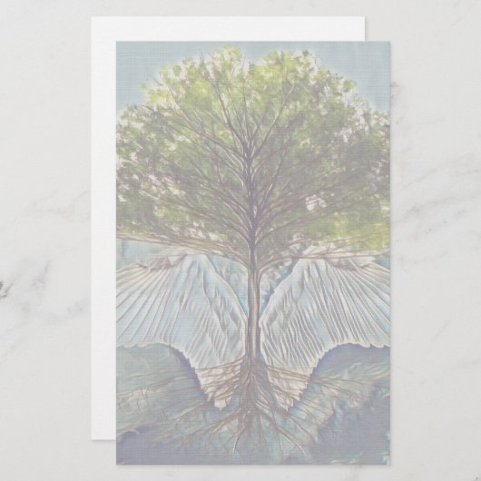 天使の翼のある命の木 便箋 (正面/裏面)