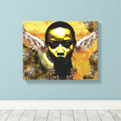 天使の翼のある耳を持つアフリカの部族の女性 キャンバスプリント (インサイチュ (ウッドフロア))