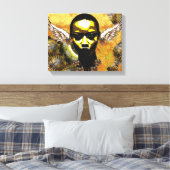 天使の翼のある耳を持つアフリカの部族の女性 キャンバスプリント (インサイチュ (寝室))