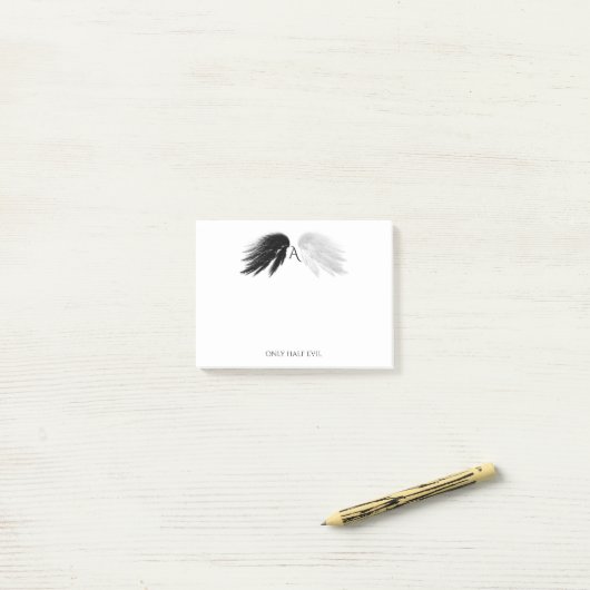 天使の翼のみ半分の邪悪モノグラムおもしろい ポストイット (デスク上)