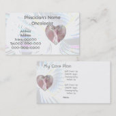 天使の翼のピンクのリボンの名刺の平和 名刺 (正面/裏面)