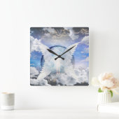 天使の翼の間の人間の魂 スクエア壁時計 (ホーム)