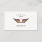 天使の翼を持つ介護者キャンドル 名刺 (裏面)