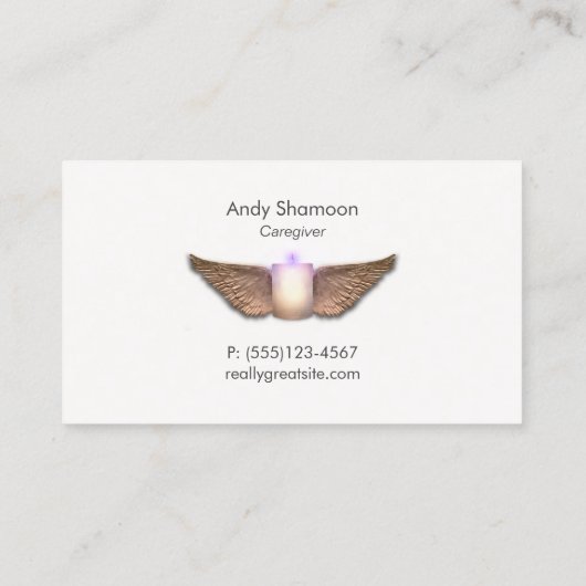 天使の翼を持つ介護者キャンドル 名刺 (裏面)