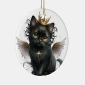 天使の翼を持つ愛らしい黒い子猫 セラミックオーナメント (右)