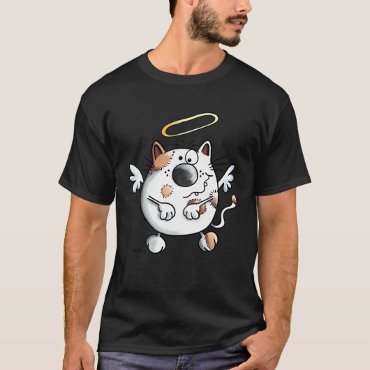 天使の翼を持つ猫 キャットグッズ Tシャツ (正面)
