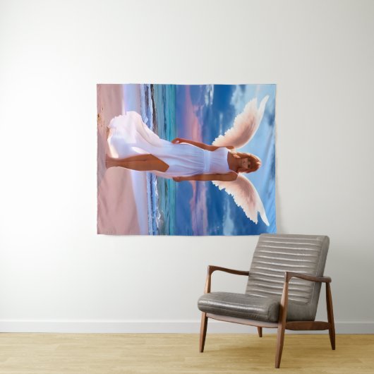 天使の翼を持つ美しいビーチ タペストリー (インサイチュ(横))