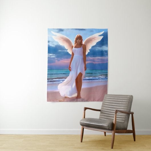 天使の翼を持つ美しいビーチ タペストリー (インサイチュ)