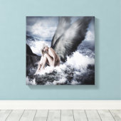 天使の翼を持つ美しい金髪の女性 キャンバスプリント (インサイチュ (ウッドフロア))
