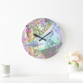 天使の翼アメジスト結晶抽象芸術フラクタル ラージ壁時計 (ホーム)