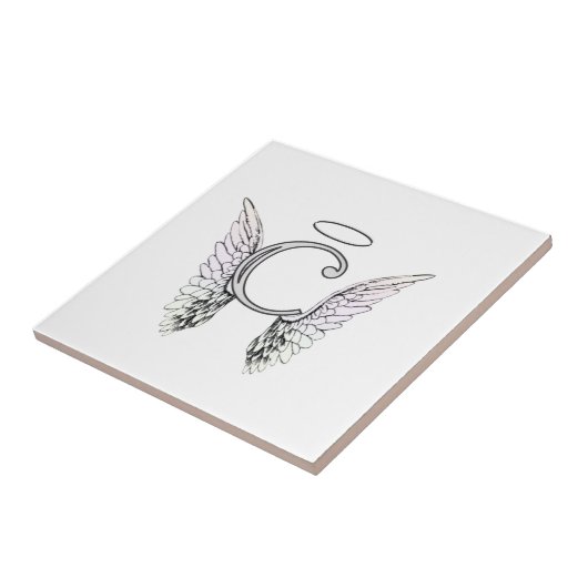 天使の翼及びハローの手紙Cの最初のモノグラム タイル (側面)