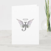 天使の翼及びハローの手紙Jの最初のモノグラム ノートカード (正面)