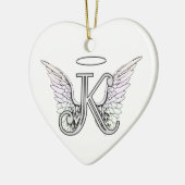 天使の翼及びハローの手紙Kの最初のモノグラム セラミックオーナメント (左)
