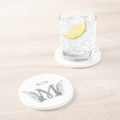 天使の翼及びハローの手紙Mの最初のモノグラム コースター (側面)