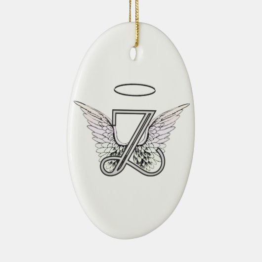 天使の翼及びハローの手紙Zの最初のモノグラム セラミックオーナメント (右)