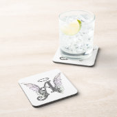 天使の翼及びハローの最初のモノグラムに文字を入れて下さい コースター (右側)