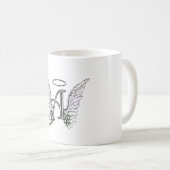 天使の翼及びハローの最初のモノグラムに文字を入れて下さい コーヒーマグカップ (正面右)