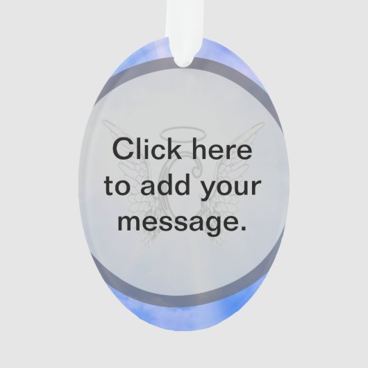 天使の翼、ハローの雲が付いている最初のモノグラムC オーナメント (裏面)