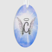 天使の翼、ハローの雲が付いている最初のモノグラムC オーナメント (正面)