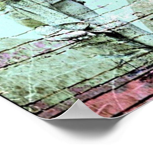 天使の聖十字架とハートポスター ポスター (角)