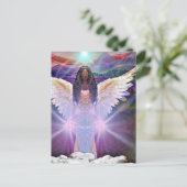 天使の花のシンボル黒女神アート ポストカード (スタンド正面)