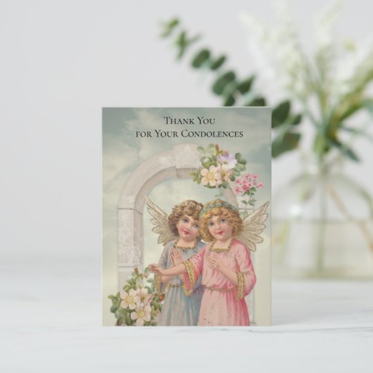 天使の葬儀の悔やみや弔慰の神聖なカードは感謝していしています サンキューカード (スタンド正面)