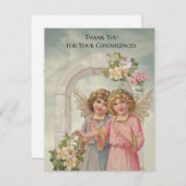 天使の葬儀の悔やみや弔慰の神聖なカードは感謝していしています サンキューカード (正面/裏面)