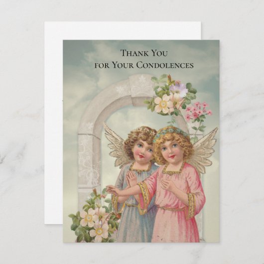 天使の葬儀の悔やみや弔慰の神聖なカードは感謝していしています サンキューカード (正面/裏面)