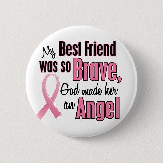 天使の親友の乳癌のTシャツ及び服装 缶バッジ (正面)