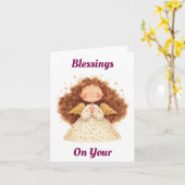 天使の誕生日グリーティングカード カード (黄色い花)