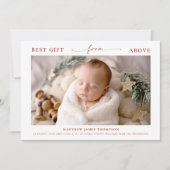天使の贈り物　エレガントな赤ちゃんのクリスマスフォト シーズンカード (正面)
