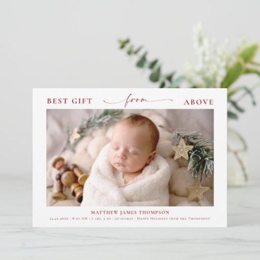天使の贈り物 エレガントな赤ちゃんのクリスマスフォト シーズンカード (スタンド正面)