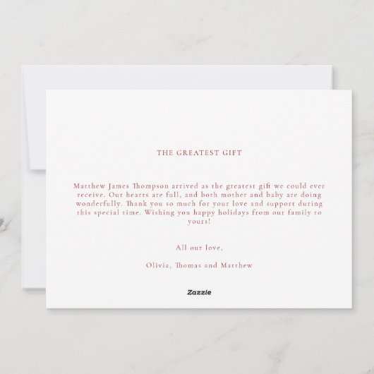 天使の贈り物　エレガントな赤ちゃんのクリスマスフォト シーズンカード (裏面)