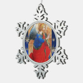 天使の赤、金ゴールド、青とダイヤモンドの星 スノーフレークピューターオーナメント (右)