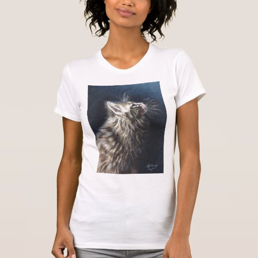 天使の軽いメインのあらいぐま猫のTシャツ Tシャツ (正面)