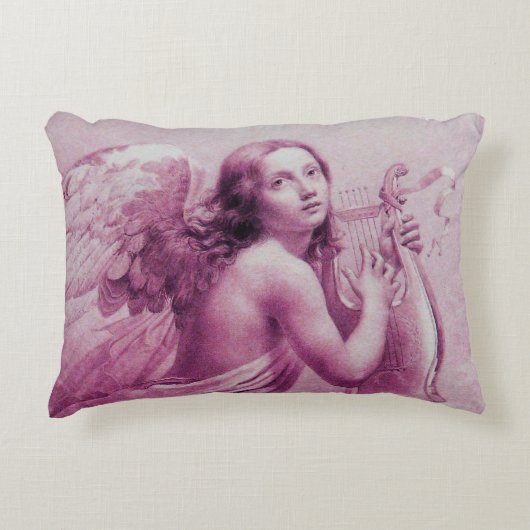 天使の遊ライラが雲の上でピンク アクセントクッション (正面)