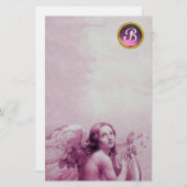 天使の遊ライラ雲の上に、宝石モノグラム 便箋 (正面/裏面)