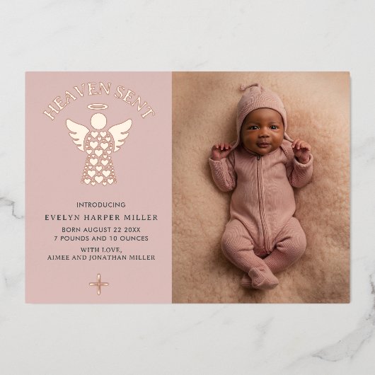 天使の降誕 おめでとう ゴールド箔 天使カード 箔招待状 (正面)