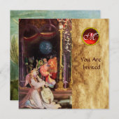 天使の降誕 - クリスマスの魔法のモノグラム 招待状 (正面/裏面)