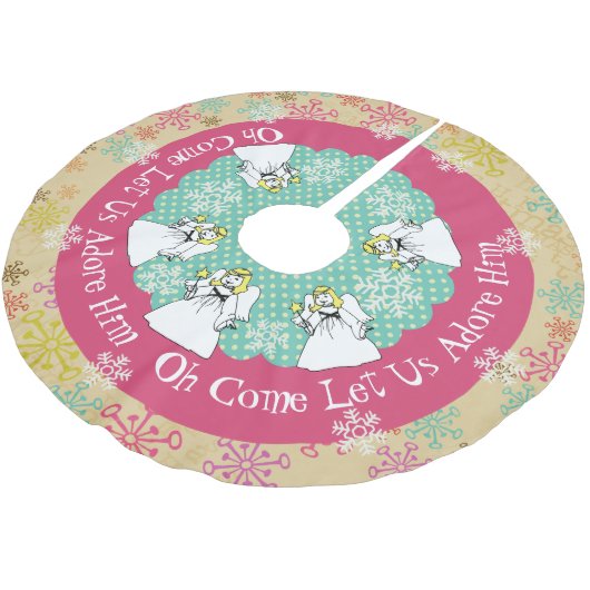 天使の雪片は彼の木のスカートを崇拝する ブラッシュドポリエステルツリースカート (アングル)