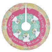 天使の雪片は彼の木のスカートを崇拝する ブラッシュドポリエステルツリースカート (正面)