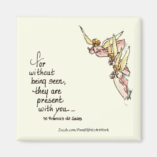 天使の雲からのことわざの心地よい マグネット (正面)